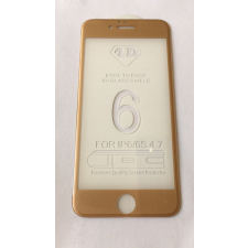 iPhone 6 / 6S üvegfólia, előlapi, 3D, edzett, hajlított, arany kerettel mobiltelefon kellék