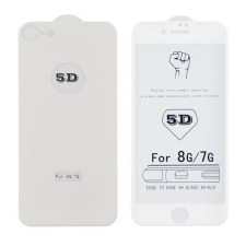 iPhone 8 Plus üvegfólia, előlapi +hátlapi, 5D, edzett, hajlított, fehér mobiltelefon kellék
