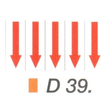  Irányt jelzö nyíl piros színben D39 információs címke
