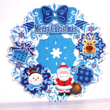 IRIS 3D karácsonyi koszorú mintás/39x39cm karton/kék dekoráció karácsonyi dekoráció