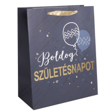 IRIS boldog születésnapot sötét kék/arany papírtasak matt 18*23 cm (370065) ajándéktasak