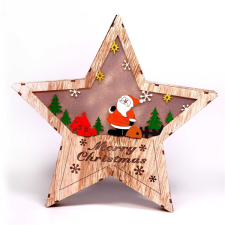 IRIS Csillag alakú Télapó mintás/30x30cm/meleg fehér LED-es fa fénydekoráció karácsonyfa izzósor