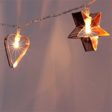 IRIS Csillag+szív alakú fém/2m/meleg fehér/10db LED-es/3xAA elemes fénydekoráció karácsonyfa izzósor