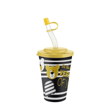 Iris Cute Műanyag gyerek Pohár szívószállal 400ml - Többfajta mintás üdítős pohár