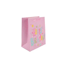 IRIS Dísztasak matt 26x32 cm lila Happy Birthday ajándéktasak