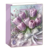 IRIS Dísztasak matt 26x32 cm lila tulipáncsokor