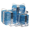 IRIS Doboz alakú /1db 20cm, 1db 25cm, 1db 30cm/ kék-ezüst fémdoboz műanyag masnival dekor szett (IRIS_011-03)