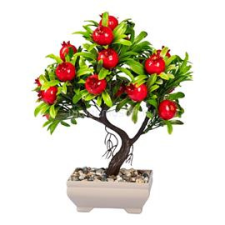 IRIS E5698 gránátalma dekoráció művirággal cserépben 18x24cm (IRIS_E5698) dekorációs kellék