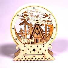 IRIS félkör keretes karácsonyi ház 15x18x4,5cm/meleg fehér led-es fa fénydekoráció 308-01 karácsonyfa izzósor