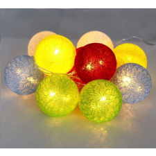 IRIS Gömb alakú 6cm/színes fonott/1,5m/több színű/10db LED-es/USB-s fénydekoráció (104-09) karácsonyfa izzósor