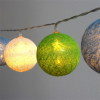IRIS Gömb alakú 6cm/színes fonott/4,5m/zöld-kék-fehér/30db LED-es/USB-s fényfüzér, fénydekoráció