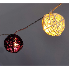 IRIS Gömb alakú fonott/rattan/4m/meleg fehér + lila/20db LED-es/3xAA elemes fénydekoráció (101-03) karácsonyfa izzósor