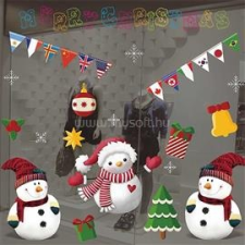 IRIS Hóember mintás/35x50cm páraálló karácsonyi ablakdísz (IRIS_173-23) karácsonyi ablakdekoráció