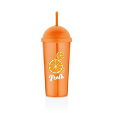 IRIS IRIS L-0088 Fresh Orange pohár szívószállal 700ml konyhai eszköz