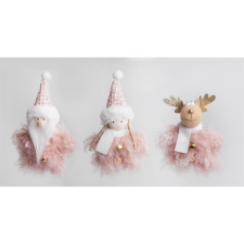 IRIS Karácsonyi Felakasztható textil figura 14cm - Rózsaszin (060566) party kellék