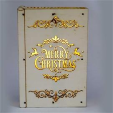 IRIS Karácsonyi könyv mintás 23x16x4,5cm/meleg fehér LED-es fa fénydekoráció (IRIS_306-01) világítás
