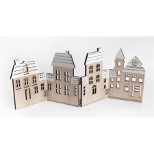 IRIS Karácsonyi Összecsukható fa házsor Karácsonyi Dekoráció 39cm - Natúr / fehér (060884) party kellék