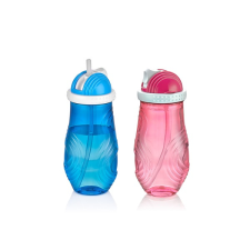 IRIS L-00502 Chico kulacs szívószállal 400ml, kék vagy rószaszín konyhai eszköz