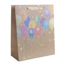 IRIS színes lufik arany papírtasak matt 18*23 cm (IRIS_370412) ajándéktasak