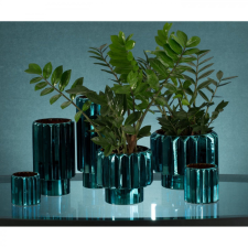  Irma üveg váza Türkiz/réz 15x15x26 cm dekoráció