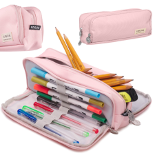  Iskolai tolltartó hármas tasakos hiúsági tok 3in1 rózsaszínű tolltartó