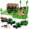 ISO 11465 Farm építőkészlet + fém traktor és állatok, 102 db