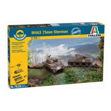 Italeri : M4A3 75 mm Sherman tank makett ragasztóval, 1:72 makett