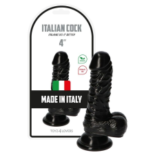  Italian Cock tapadókorongos dildó, herékkel (4&quot; - fekete) műpénisz, dildó