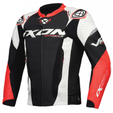 Ixon Vortex 3 motoros bőrkabát fekete-fehér-piros motoros kabát