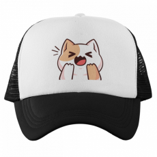  Izgatott cuki cica Emoji - Trucker Hálós Baseball Sapka