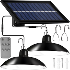 Izoxis 21806 Napelemes DUO függő LED kerti lámpa távirányítóval, IP44, 3600 mAh, fekete kültéri világítás