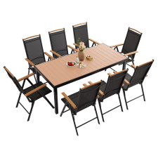  IZZY 8 személyes kerti bútor garnitúra barna asztallap kerti bútor