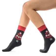 J.PRESS J. Press Karácsonyi mintás unisex plüss zokni - Navy