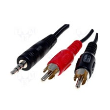 JACK - RCA Audio kábel 0.2m, 3.5mm jack apa - 2xRCA audió/videó kellék, kábel és adapter