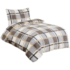 Jahu Povlečení mikroflanel Káro šedobíložluté 140 × 200, 70 × 90 cm lakástextília