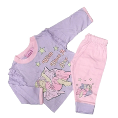JAM Jam Hosszú Ujjú Pamut Pizsama 12-18 hónapos korig - Lila/Rózsaszín Tündéres - Kiárusítás
