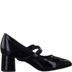 Jana Soft Line női pántos félcipő 24466-41-018 fekete lakk 07088