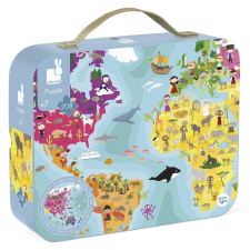 Janod földgömb kerek puzzle bőröndben puzzle, kirakós