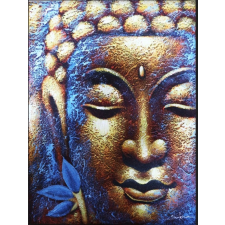 JanZashop Buddha festmény - Arany Arc Lótusz Virággal grafika, keretezett kép