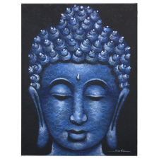 JanZashop Buddha festmény - Kék Brokát Hatás grafika, keretezett kép