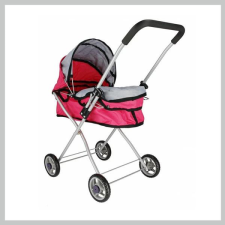 Játék babakocsi rózsaszín fémvázas 61 cm 297497 játék babakocsi