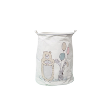  Játéktároló és szennyestartó medve nyomattal 35x45 cm, fehér bútor