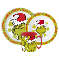 Javoli A Grincs Christmas Mischief étkészlet, micro műanyag szett bögrével 390 ml babaétkészlet
