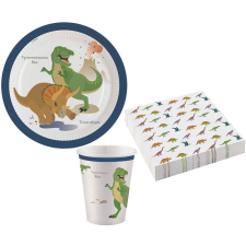 Javoli Dinoszaurusz Happy party szett 36 db-os 23 cm-es tányérral party kellék