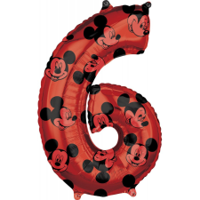 Javoli Disney Mickey Red fólia lufi 6-os szám 66 cm party kellék