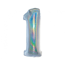Javoli Ezüst Holographic 1-es szám fólia lufi 76 cm party kellék