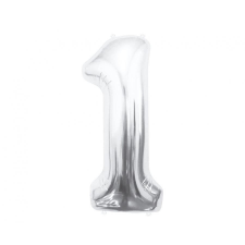 Javoli Ezüst Silver 1-es szám fólia lufi 85 cm party kellék