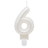 Javoli Fehér 6-os Pearly számgyertya, tortagyertya