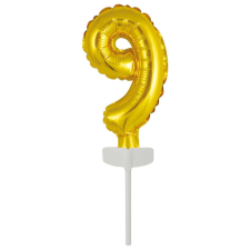 Javoli Gold, Arany 9-es szám fólia lufi tortára 13 cm party kellék