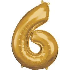 Javoli Gold, Arany óriás szám fólia lufi 6-os, 86*58 cm party kellék